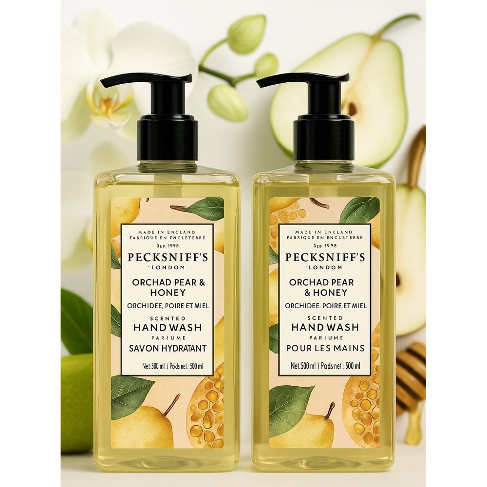 Pecksniff’s London Orchid Pear & Honey Hand Wash Jumbo 2-Pack 500ml Each NWT